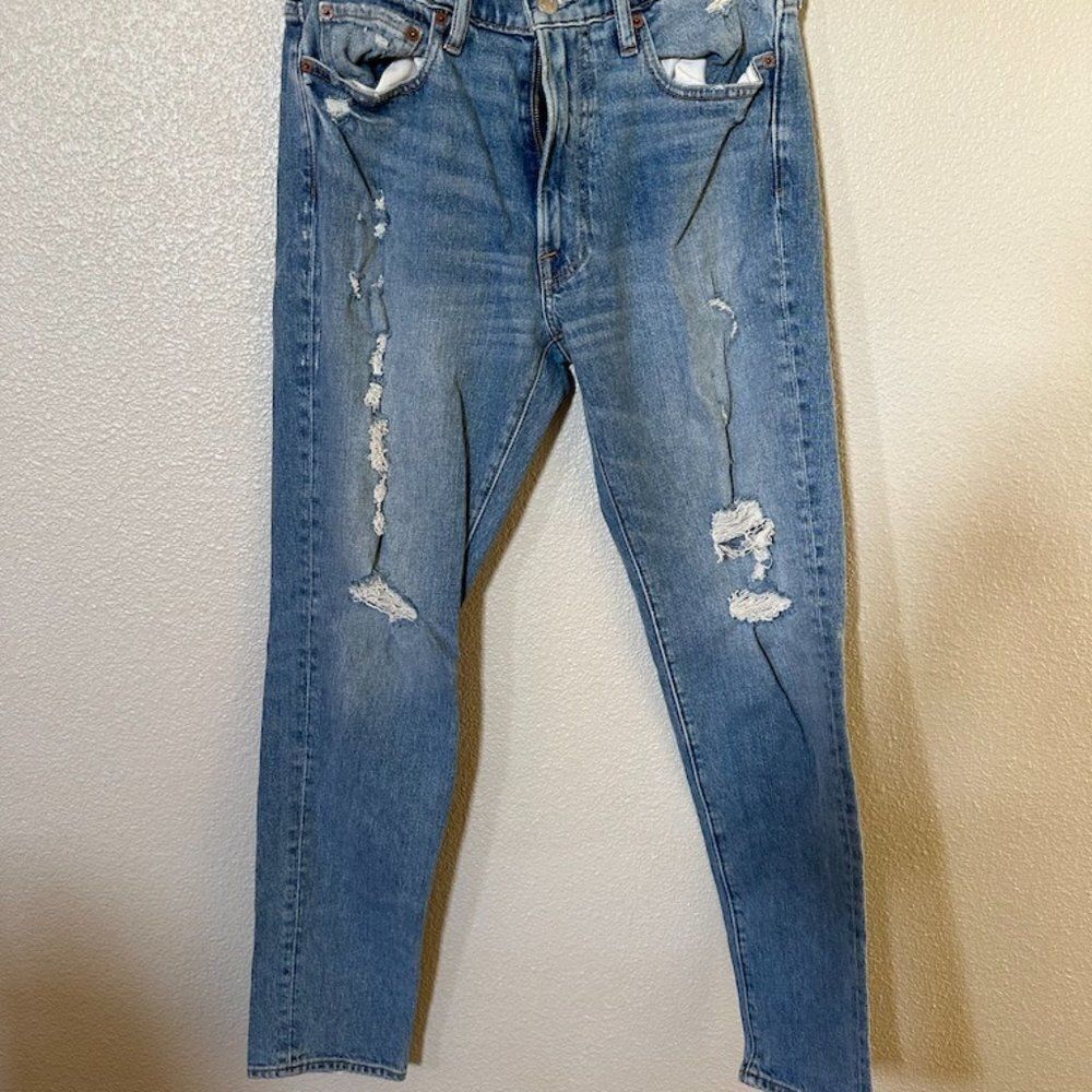Abercrombie & Fitch Men Light Distressed Blue Stretch Jeans Size 31x32